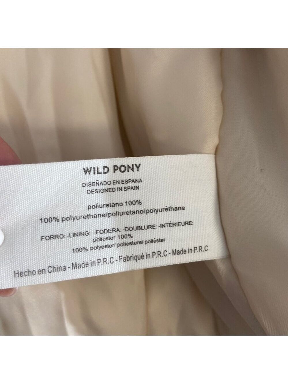 NWT Wild Pony cream vegan leather bomber jacket size L - Picture 5 of 6